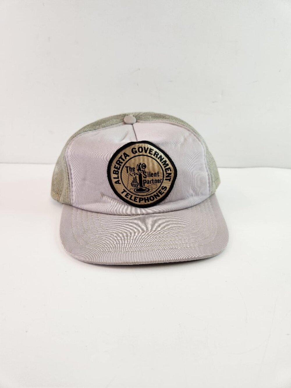 Vintage Trucker Hat Alberta Government Telephones Silent Partner Mesh Gray